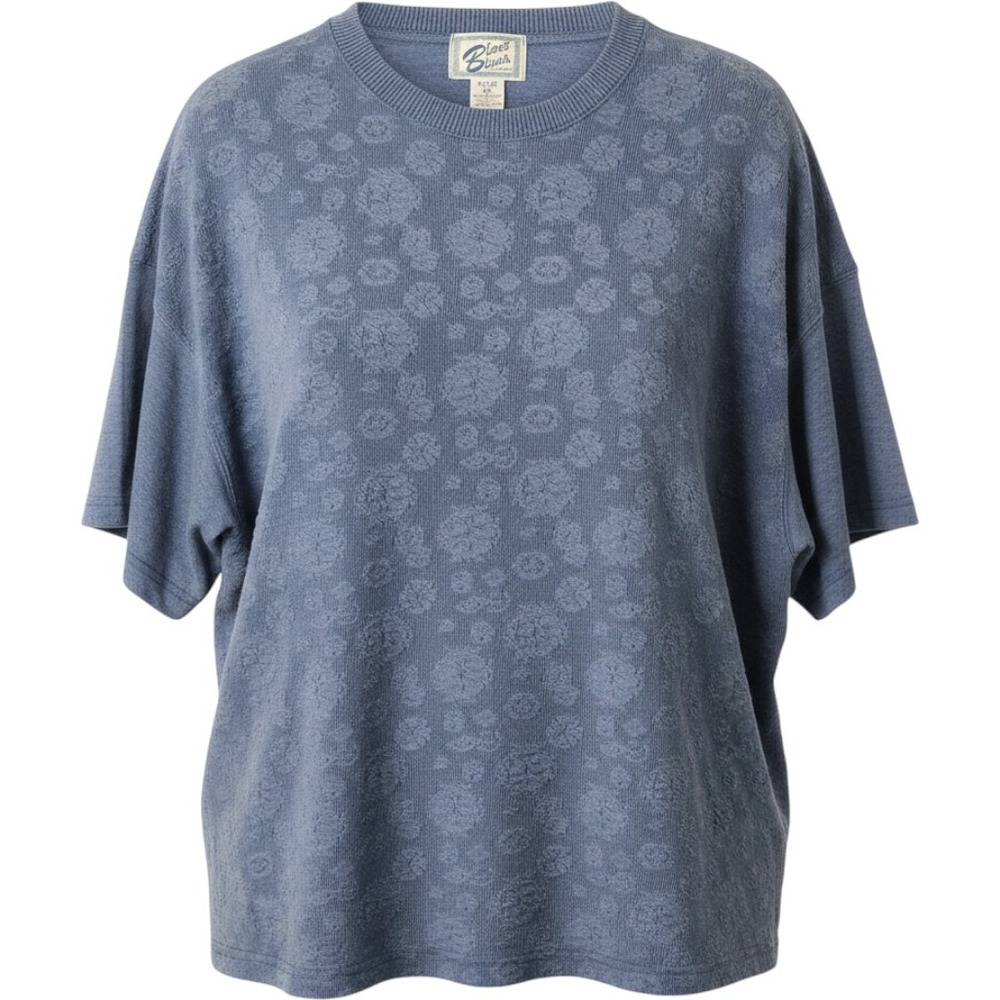 Blast Blues Vintage Blue Floral Textured Short Sleeve Knit Top Plus 3X RN 69878
